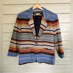 NIKI TAYLOR 90s cotton acrylic southwestern oversized blazer grunge preppy sz L